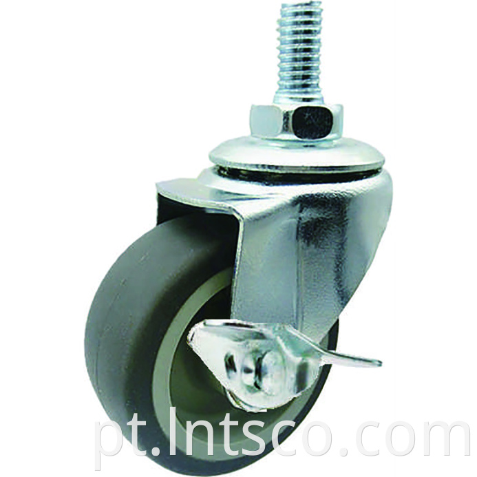 Light Duty Threaded Stem Side Brake TPR Casters